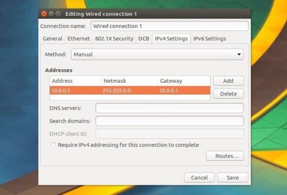 change from DHCP to Static IP Address