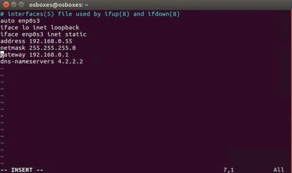 change from DHCP to Static IP Address