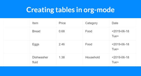 How to use tables for collecting data and calculating using Org-Mode