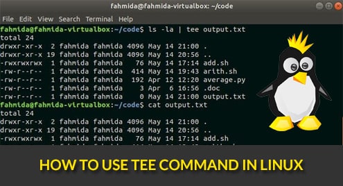 How to use tee command in Linux