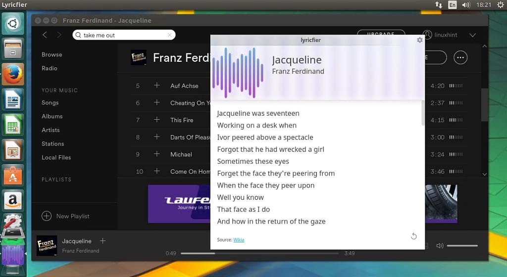 To get Lyrics on Spotify Music – Install Lyricfier on Ubuntu