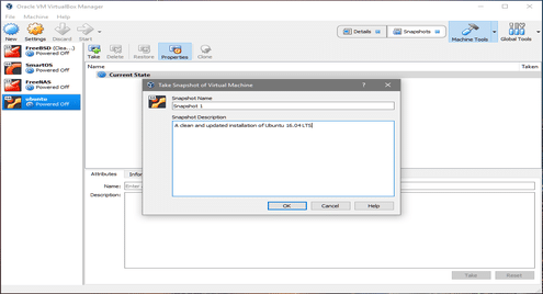 Take and Restore VirtualBox Snapshots