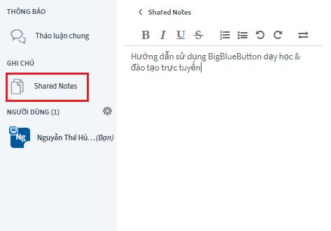 Hình 15: Chia sẻ ghi chú