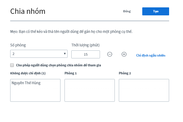 Hình 19: Thông số của từng nhóm